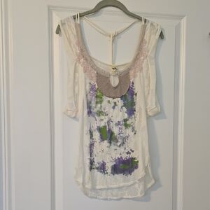 Free People Artistic Creme and Purple Blouse. Size XS